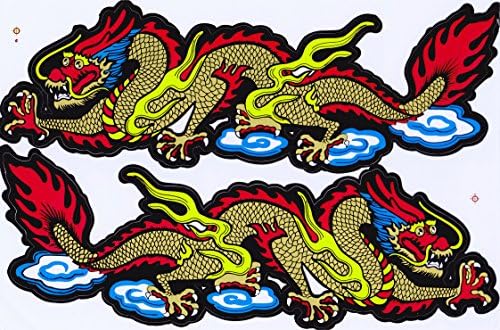 Vinyl Sticker Decal Label two chinese dragon martial art tai chi 1 sheet 28 x 18 cm (model 1)