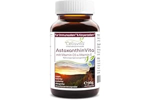 ‎CELLAVITA Cellavita – Astaxanthin mit Vitamin D+E – Nahrungsergänzungsmittel Vitamin D3 60 Kapseln – Unterstützung von Immunsystem, Körperzellen und Erhaltung von Knochen