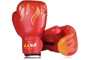 Luniquz Gant de Boxe Enfant 3-16 Ans en Cuir Synthetique Gant d'Entraînement de Boxe 4OZ 6OZ 8OZ pour MMA Muay Thai Kickboxing Sac de Frappe