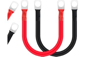 ‎JULIK JULIK Autobatterie Batteriekabel 25mm2 50cm 2 Stück 12V 3AWG Auto Batterie Kabel starthilfekabel Massekabel Mit M10 Ringklemmen Batterien Verbindungskabel Kupferkabel für Auto Motorrad Kfz LKW Solar