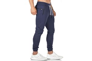 Furpazven Jogginghose Herren Baumwolle Trainingshose Slim Fit Freizeithose Sporthose Lang Hosen mit Reißverschluss