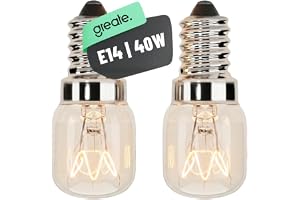 greate E14 Backofenlampe 40W 300 Grad hitzebeständig 300 Lumen 2700K | 2er Pack Glühbirne 