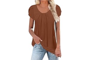 SCBFDI Femmes Hauts D'été T-Shirts Manches Courtes Col O Tops de Base Décontractés Chemise Elelgant à Boutons au Dos Surdimensionnées pour Les Voyages de Vacances EVJF Tshirt