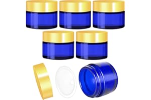 Cisolen 6 PCS Frascos de Vidrio Redondos con Forros Interiores Tarros Vacíos para Cosméticos Cremas Lociones (Azul)
