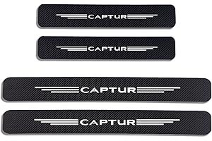 LNHJZ 4 Pezzi Fibra di Carbonio Battitacco per Auto Sticker, per Ren-Ault CAPTUR, Esterno Battitacco Protezione Plates Anti-Graffio Scuff Adesivi Decorativi Accessori,White