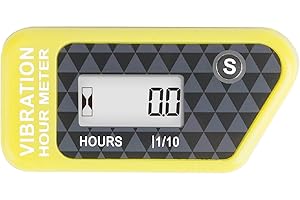 ‎RUNLEADER Runleader Digitaler kabelloser Betriebsstundenzähler mit eigener Stromversorgung, vibrationsaktivierter, rücksetzbarer Job-Timer, Benutzersperre für den Generator Marine Lawn Mower (Gelb)