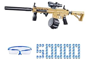 AZJ Gel Blaster Gun Toy for Kids - Premium Quality with New Manual & Automatic Fire - Play on Rechargeable Battery with & Googles - 7-8 mm Luminous Balls (Snipers, HK416 Brown)