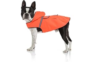 Bella & Balu Płaszcz dla psów – wodoszczelna kurtka dla psa z kapturem i elementami odblaskowymi do suchych, bezpiecznych spacerów z psem, na plac zabaw i urlop z psem (S, pomarańczowy)