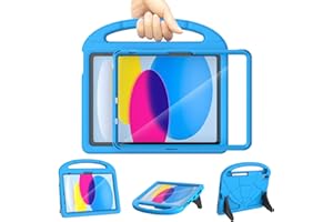 Kids Case for iPad (A16) 11th Generation 11 inch 2025/iPad 10th Generation 10.9 inch 2022, Mansiruyi Shockproof Handle Stand iPad 10.9 inch/11 inch Case with Built-in Screen Protector for Kids - Blue