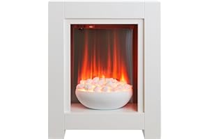 Adam Monet White Electric Fire Fireplace Surround Wood Heater Flame Effect Suite