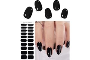 ‎EBANKU EBANKU 20PCS UV Gel Nagelfolie, Schwarz Nagelfolie Selbstklebend UV Gel Wraps Nagelaufkleber Nagelfolie UV Härtend mit Nagelfeile und Stick fur Frauen Mädchen Nageldekoration