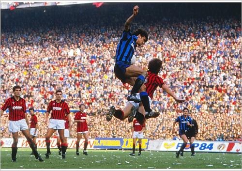 Media Storehouse A1 Poster of Alessandro Altobelli and Mark Hateley compete in the air during the (8479759)