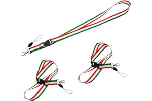 BULLTEK 3 szt. Smycz na szyję, uchwyt na telefon komórkowy, smycz na klucze do kluczy, smycz do kluczy Włochy, trójkolorowa flaga Włoch, do wręczenia nagród medalowych, odpinany pasek, sznurek i karabińczyk