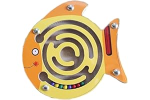 OOSTIFUN Gobus Colourful Wooden Mini Animals Shape Pen Driving Beads Maze Educational Toy Gift for Kids (Fish)