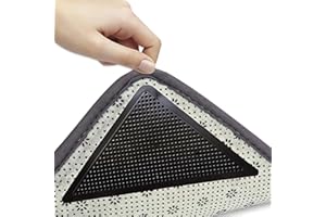 AOYINFE Antirutschmatte für Teppich 8 Stück, Teppichstopper, rutschfeste Wiederverwendbare Teppichauflage, Super klebrig, Waschbar, for Vinylboden Hartholzböden Fliesenboden, Schwarz