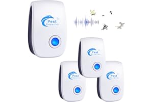 PUTAII Repelente Ultrasónico de Plagas, 4 Pack Electrónico Repelente Mosquitos Insectos Control de Plagas,Repelente Ultrasónico Ratas para Interiores Anti Cucarachas, Moscas, Mosquitos, Ratones, Arañas
