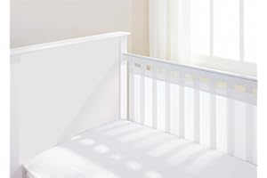 BREATHABLEBABY AirflowBaby, Essential 2mm Breathable Mesh Liner For Cots with 120x60cm or 140x70cm Mattress, White, 35cm Tall Style Covers 2 Sides, Non-Padded Single Layer Cot Bumper Alternative, Safety Tested