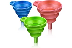 ERUINFANG Collapsible Funnel,3 Pcs Kitchen Small Funnels Silicone Foldable Funnel for Filling Bottles Containers Blue Green Purple (S/M/L)