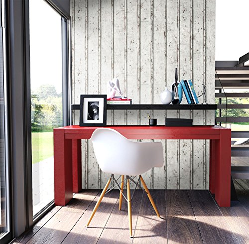 Tapete Vliestapete Antik Holz Muster in Creme Weiß , schöne edle Tapete im Antikholz Design , moderne 3D Optik für Wohnzimmer, Schlafzimmer oder Küche inkl. Newroom Tapezier Ratgeber mit super Tipps! - 8