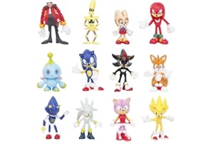 Ksopsdey SoNicCake Topper 12 pcs SoNic Mini Figures Set Action Figures PVC Model Character Toys Dolls Gifts for Kids Baby Shower Birthday Theme Party Supplies