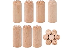 VGECEE 7 Pcs I Sellos de Madera para Ceramica I 4 Sellos de Flores 1 Sello de Patita 1 Sello de Hoja de Arce y 1 Sello de Corazón para Formas de Arcilla, Plastilina, Pastelería, Impresión en Bloque