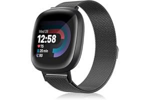 Niboow Cinturino Compatibile con Fitbit Versa 3/Versa 4/Sense 2/Sense, Acciaio Inossidabile Magnetico, Traspirante Regolabile Cinturino Compatibile con Fitbit Versa 3/Versa 4/Sense 2/Sense - Nero