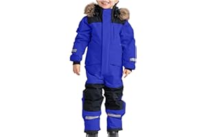 SKAJGL Skioverall Unisex Kinder Winddicht mit Kapuze Schneeanzug Wasserdicht Atmungsaktiv Winteranzug Verdickt Warm Schneeoverall
