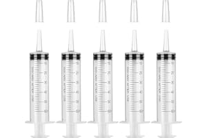 FISYNUG Spritze 60ml 5 Stück 50ml Plastikspritze mit Verschlusskappe, Dosierspritze für wissenschaftliche Labors, Flüssigkeitsmessung und -abgabe, Tierfütterung, Pflanzenbewässerung