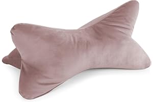 Bookiepad Leseknochen Cozy Samt, ergonomische Form für Nacken- oder Lendenstütze, Flexible Stütze für Bücher, E-Books oder Tablets, rose