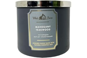 Bath & Body Works White Barn Candle White Barn - Candela a 3 stoppini in legno di mogano e teak