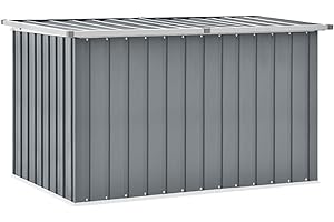 IKAYAA Baúl de Exterior Impermeable 149 x 99 x 93 cm, Baúl de Almacenamiento Exterior XXL, Arcón de Almacenaje Impermeable de Acero Galvanizado para Patio Jardín, Gris