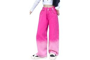 SEAUR - Girls Jeans Wide Leg Jeans Baggy Trousers Kids Denim Pants Mid Waisted Loose Straight Jeans Cute Age 4-15 Years