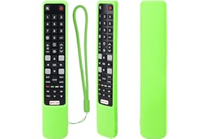 YIBICHIN Étui de Protection en Silicone pour RCA TCL Télécommande, RC802N 43P20US 43S6000FS 55X2US 65P20US, Housse Coque pour RCA TCL Télécommande, Antidérapage, Antisismique, Lavable (Vert Lumineux)