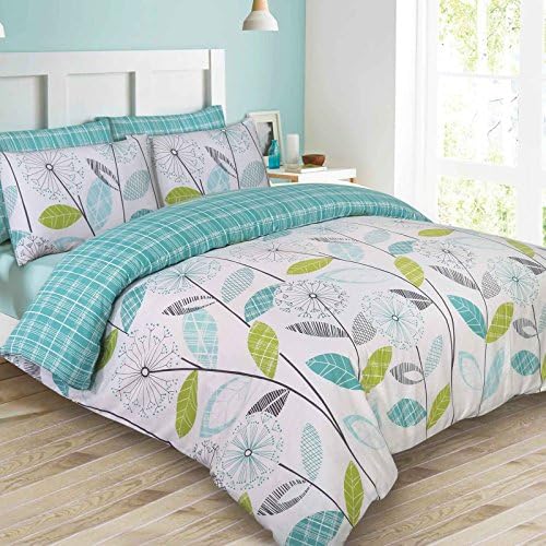 Allium Dandelion Teal Double Duvet Cover and Pillowcase Set