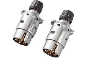 Feuunly 2 Pezzi x Spina per Rimorchio 7 Poli Alluminio, 12V Impermeabile Connettori Rimorchio 7 Poli Metallo, per Rimorchio RV Barca Caravan Camion (Fine della Vite)
