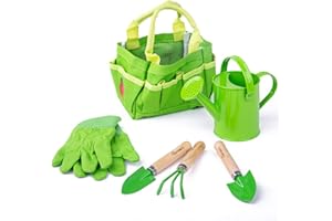 BIGJIGS TOYS Jardiner?a Peque?a Bolsa de Lona Bigjigs Juguetes para ni?os con Las Herramientas, regadera y Guantes de jardiner?a