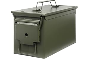 Allen Company Caja de munición clásica de acero, tapa con cerradura e impermeable, 2 tamaños: calibre .30/.50, verde militar