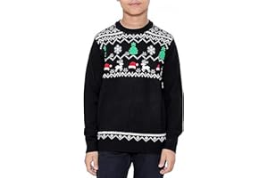 NOROZE Boys Girls Unisex Children Kids Merry Christmas Dinosaur Tree Hat Reindeer Snowflake Pom Polar Bear Dino Roar Mas Knitted Novelty Ugly Xmas Jumpers Sweater Top UK Sizes 3-13 Years