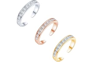 Kucheed 3 Pièces Anneaux D'orteils pour Femmes, Anneau de Bande Hypoallergénique Ajustable en Zircone Cubique, Ensemble D'anneaux d'orteil Élégants Bijoux de Pied de Plage pour L'été