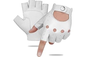 GSG SINCE 1998 GSG Guantes de Guero sin Dedos para Hombre sin Forro Retro Cuero Guantes de Conducir para Hombre Genuino de Piel de Oveja Medio Guantes M161078