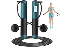CHANCCI Ropeless Skipping Rope,Cordless Skipping Rope for Adults,Smart Digital Gravity Ball Jump Ropes,Cordless Jump Rope With Counter,Weighted Skipping Rope without Ropes for Home (Green)