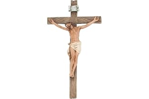 ROMAN Catholic 8 Inch Stone Resin Jesus Christ on INRI Cross Wall Crucifix Home Chapel Decoration