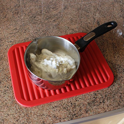 2er Packung Silikon-Untersetzer Topfhalter von Kurtzy – Küchen-Mehrzweckuntensil Untersetzer Pfannen Halter Löffelablage Marmeladenglasöffner Küchen-/Tisch-Untersetzer – hitzebeständig, dick & flexibel - 5