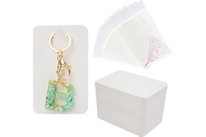 LYHURK 100 carte portachiavi con buste autosigillanti, porta carte portachiavi da 7.5 x 12 cm per carte portachiavi, forniture per imballaggio di gioielli (bianco)