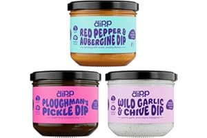 Dipp Flavour Explorers Variety Pack of Dips, Case of 3 x 230ml Jars | Wild Garlic & Chive, Red Pepper & Aubergine and Ploughman's Pickle | Plant Based | Gluten Free | Flavours to Pair with Crisps