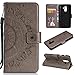 Produktbild ZCXG Kompatibel mit Handyhülle Samsung Galaxy A6 Plus 2018 Hülle Leder Grau Mandala Frauen Brieftasche Stand Flip Cover Schutzhülle Magnet Ständer Kartenhalter Geldbeutel Kreditkartenhüllen Klapphülle