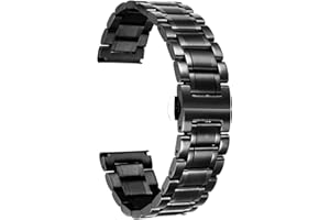 BINLUN Stainless Steel Watch Bands 12mm-24mm Replacement Smart Watch Straps with Straight&Curved Ends Universal fit for Samsung Galaxy Watch 6/5/4/3,Fit for Garmin Watch Women/Men
