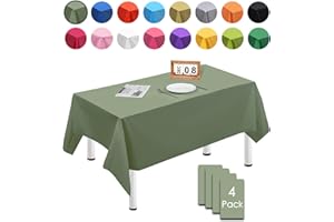 MORAINJAY 4 sztuki, 137 x 274 cm, prostokątne, jednorazowe, szałwiowe, wodoodporne, odporne na plamy, obrusy na przyjęcia urodzinowe, wesele, Boże Narodzenie, urodziny dziecka, do jadalni, ogrodu, na