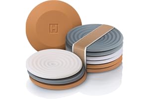 Set of 6 Silicone Coasters for Drinks - HOMKULA 10mm Thick, Coasters for Coffee Table, Drink Coasters for Wooden Table, Rubber Coasters, Stain-Resistant, Non-Absorbent, Dishwasher Safe