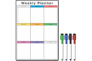 THE MAGNET SHOP TMS Magnetic A3 Weekly Planner and Organiser | Works Great at Home, Office, School for Managing Tasks, to Do List, Shopping and Meal Planning | 4 Free Dry Wipe Pens!